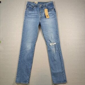 Levis 501 Jeans Original Fit Womens 27x32 Blue High Rise Straight Button Fly NWT